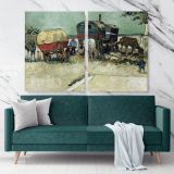 Encampment Of Gypsies With Caravans Painting by Vincent Van Gogh Dutch Painter Canvas Wall Art - Image 2