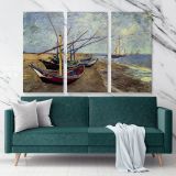 Fishing Boats on The Beech Painting by Vincent Van Gogh Dutch Painter Original wall Canvas Wall Art - Image 3
