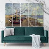 Fishing Boats on The Beech Painting by Vincent Van Gogh Dutch Painter Original wall Canvas Wall Art - Image 5