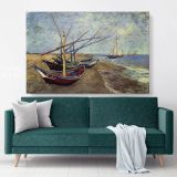 Fishing Boats on The Beech Painting by Vincent Van Gogh Dutch Painter Original wall Canvas Wall Art - Image 6