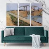 The Langlois Bridge At Arles Painting by Vincent Van Gogh Dutch Painter Original Canvas Wall Art - Image 3