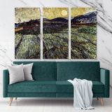 Enclosed Filed with Rising Sun Painting by Vincent Van Gogh Dutch Painter Original Canvas Wall Art - Image 3