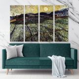 Enclosed Filed with Rising Sun Painting by Vincent Van Gogh Dutch Painter Original Canvas Wall Art - Image 4