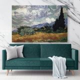 Wheatfield with Cypresses Painting by Vincent Van Gogh Dutch Painter Original Canvas Wall Art