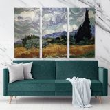 Wheatfield with Cypresses Painting by Vincent Van Gogh Dutch Painter Original Canvas Wall Art - Image 3