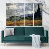 Wheatfield with Cypresses Painting by Vincent Van Gogh Dutch Painter Original Canvas Wall Art - Image 4