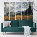 Wheatfield with Cypresses Painting by Vincent Van Gogh Dutch Painter Original Canvas Wall Art - Image 5