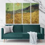 Wheatfield With Reaper and Sun Painting by Vincent Van Gogh Dutch Painter Original Canvas Wall Art - Image 4