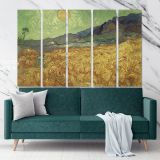 Wheatfield With Reaper and Sun Painting by Vincent Van Gogh Dutch Painter Original Canvas Wall Art - Image 5