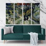 Village Street And Steps In Auvers With Figures Painting by Vincent VanGogh Dutch Canvas Wall Art - Image 4