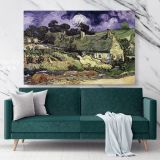 Thatched Cottages In Cordeville Painting by Vincent Van Gogh Dutch Painter Original Canvas Wall Art