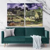 Thatched Cottages In Cordeville Painting by Vincent Van Gogh Dutch Painter Original Canvas Wall Art - Image 2