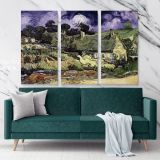 Thatched Cottages In Cordeville Painting by Vincent Van Gogh Dutch Painter Original Canvas Wall Art - Image 3