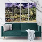 Thatched Cottages In Cordeville Painting by Vincent Van Gogh Dutch Painter Original Canvas Wall Art - Image 4