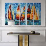 Sail Regatta - Palette Knife Oil Painting By Leonid Afremov Famous Posters Canvas Wall Art - Image 5