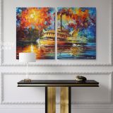 Famous Steamboat Painting Original Oil Painting by Leonid Afremov Canvas Wall Art - Image 2