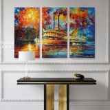 Famous Steamboat Painting Original Oil Painting by Leonid Afremov Canvas Wall Art - Image 3