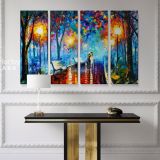 Misty Mood Night Walk in Rain Oil Painting by Leonid Afremov Canvas Wall Art - Image 4