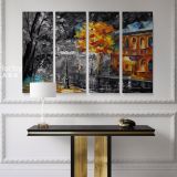 Leonid Afremov Black and White Oil Painting Rain In The City Canvas Wall Art - Image 4
