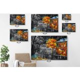 Leonid Afremov Black and White Oil Painting Rain In The City Canvas Wall Art - Image 6