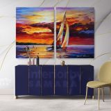 Palette Knife Boat Landscape Oil Painting by Leonid Afremov Canvas Wall Art - Image 2