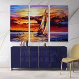 Palette Knife Boat Landscape Oil Painting by Leonid Afremov Canvas Wall Art - Image 3