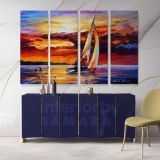 Palette Knife Boat Landscape Oil Painting by Leonid Afremov Canvas Wall Art - Image 4