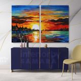 Sunrise in the Harbor Original Oil Painting by Leonid Afremov Canvas Wall Art - Image 2