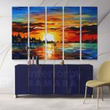 Sunrise in the Harbor Original Oil Painting by Leonid Afremov Canvas Wall Art - Image 5