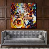 Louis Armstrong Music Palette Knife Oil Painting by Leonid Afremov Canvas Wall Art