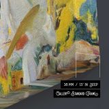 Seated Man in a Flower Garden - canvas surface and wrapped edge detail