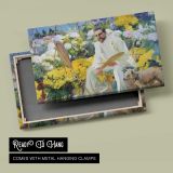 Seated Man in a Flower Garden - canvas rear frame and hanging hardware