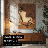Seated Nude by William Merritt Chase - Rear Pose on Cushion with Warm Light canvas wall art