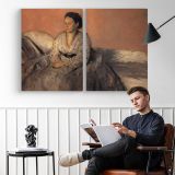 Seated Woman in Grey by Edgar Degas - two-panel canvas displayed in a reading room