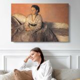 Seated Woman in Grey by Edgar Degas - single-panel canvas displayed above a sofa
