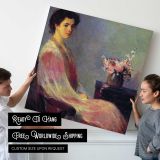 Seated Woman with Flowers — room mockup view 4