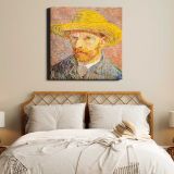 Self-Portrait with a Straw Hat vintage by Vincent Van Gogh — room mockup view 17