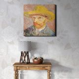 Self-Portrait with a Straw Hat vintage by Vincent Van Gogh — room mockup view 1