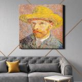Self-Portrait with a Straw Hat vintage by Vincent Van Gogh — room mockup view 21