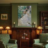 Sewing the Sail by Joaquin Sorolla - White Fabric in Sunlit Garden Scene canvas wall art - Image 4
