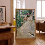 Sewing the Sail by Joaquin Sorolla - White Fabric in Sunlit Garden Scene canvas wall art - Image 7