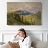 Sexten Village, Sexten Sundial (sexten Dolomites) and the Fischleital Valley - View from Mount Helm - single-panel canvas displayed above a sofa