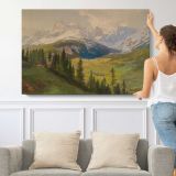 Sexten Village, Sexten Sundial (sexten Dolomites) and the Fischleital Valley - View from Mount Helm - single-panel canvas shown with a person for scale