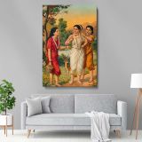 Shakuntala and Friends - Garlands in Forest Scene By Raja Ravi Varma canvas wall art - Image 5