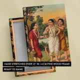 Shakuntala and Friends - Garlands in Forest Scene By Raja Ravi Varma canvas wall art - Image 6