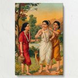 Shakuntala and Friends - Garlands in Forest Scene By Raja Ravi Varma canvas wall art - Image 7