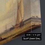 Shipping in A Calm by Abraham Hulk Snr - canvas surface and wrapped edge detail