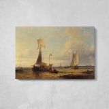 Shipping in A Calm by Abraham Hulk Snr - single-panel canvas displayed above a console table