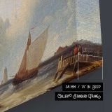 Shipping Off the Dutch Coast by Abraham Hulk Snr - canvas surface and wrapped edge detail