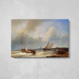 Shipping Off the Dutch Coast by Abraham Hulk Snr - single-panel canvas displayed above a console table